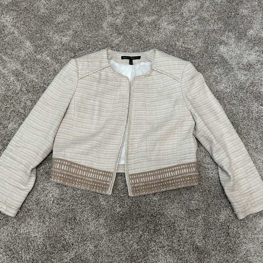 White House Black Market Beige Textured Blazer - Picture 2 of 5